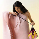 One shoulder crinkle kaftan.