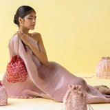 One shoulder crinkle kaftan.