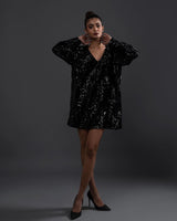 Velvet Sequence Mini Dress