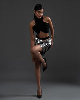 Sequence skirt with cotton halter top