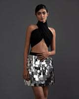Sequence skirt with cotton halter top