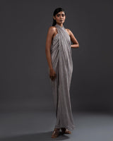 Satin Crinkle Halter Dress