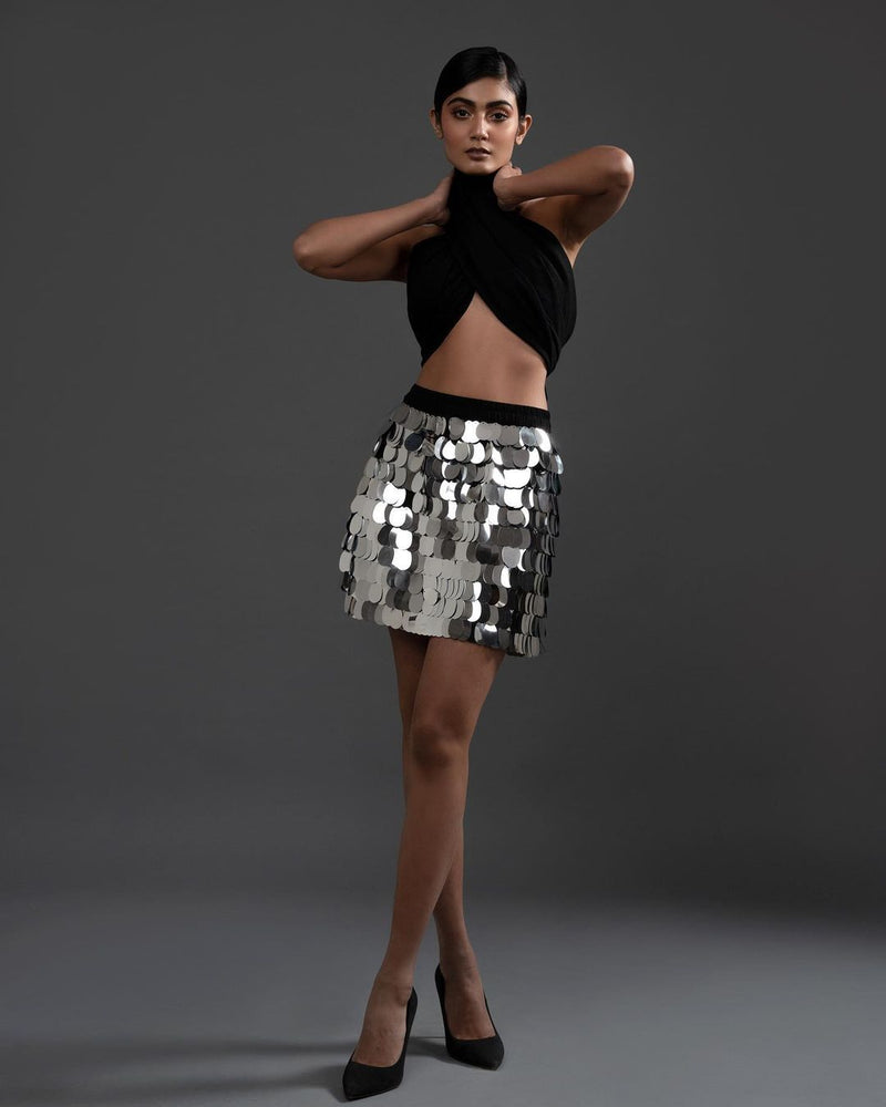 Sequence skirt with cotton halter top