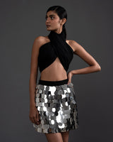 Sequence skirt with cotton halter top